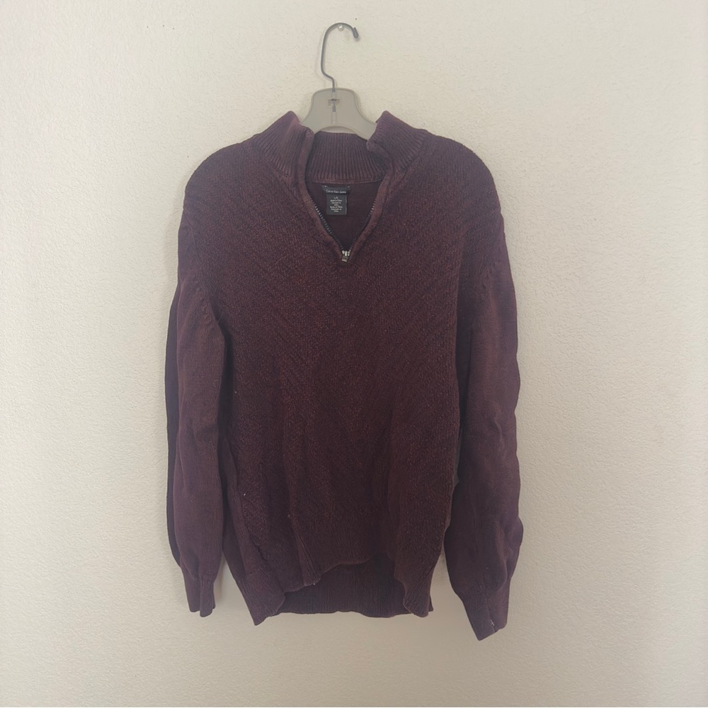 Calvin Klein maroon knit quarter-zip sweater